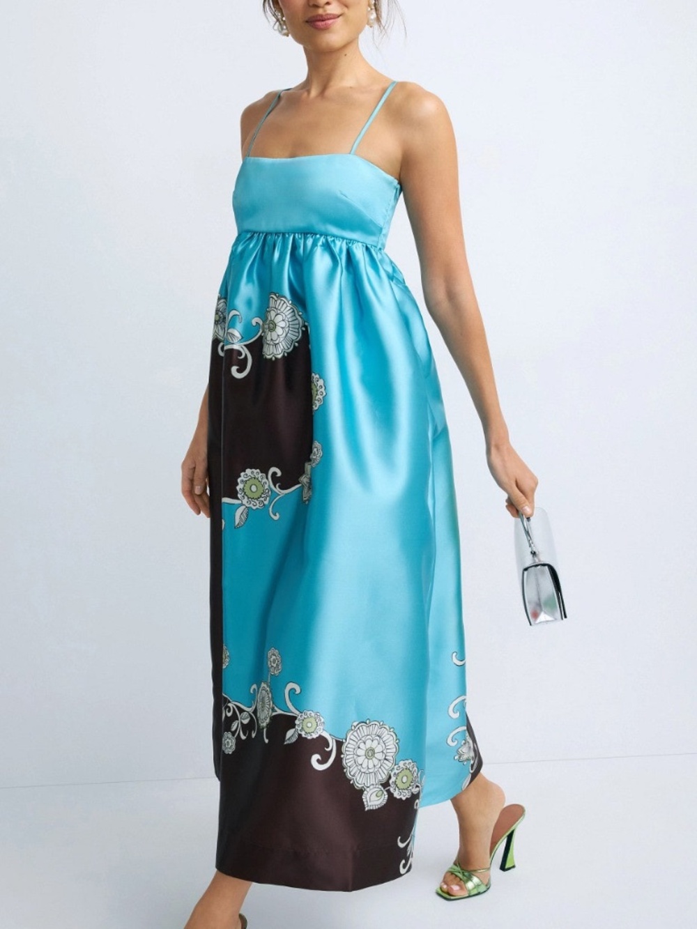 Alemais Gia Dress Gown Floral Blue Tie - Size US 8